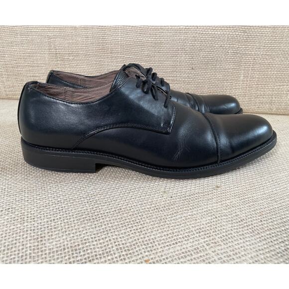 GH Bass & Co Cleaver Leather Oxfords‎ Dress Shoes Men's Size 9 M Black Cap Toe - Picture 3 of 8